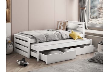 Alderamin Utvidbar Sengeramme 90x200 cm i Malt Tre med Oppbevaring - Hvit - Møbler - Senger - Sengeramme & sengestamme