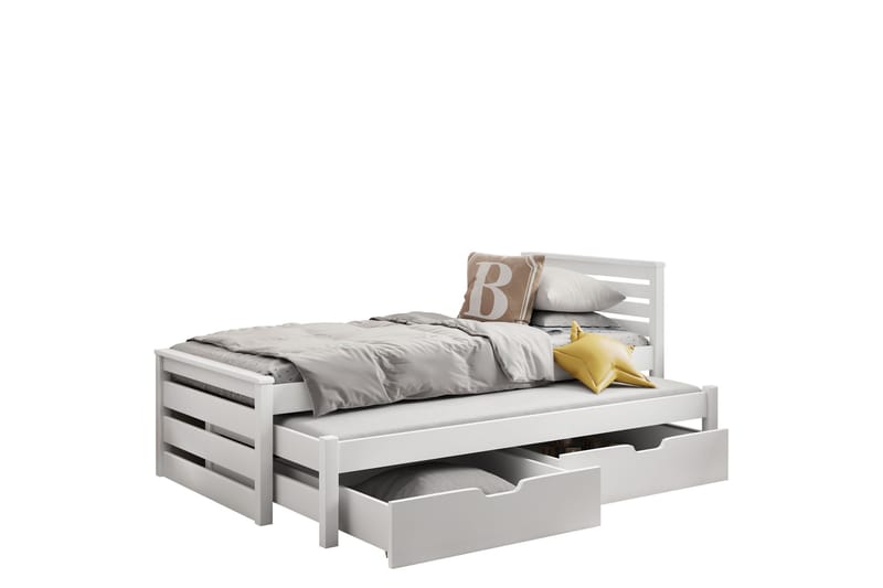Alderamin Utvidbar Sengeramme med Oppbevaring 80x180 cm i Tre, Hvit
