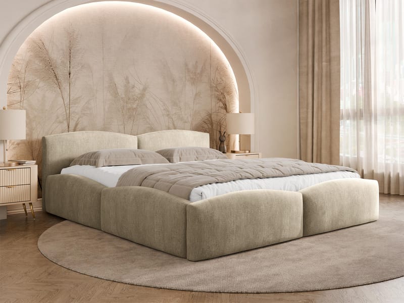 Aldrosen sengeramme med oppbevaring 140x200 cm - beige - Møbler - Senger - Sengeramme & sengestamme