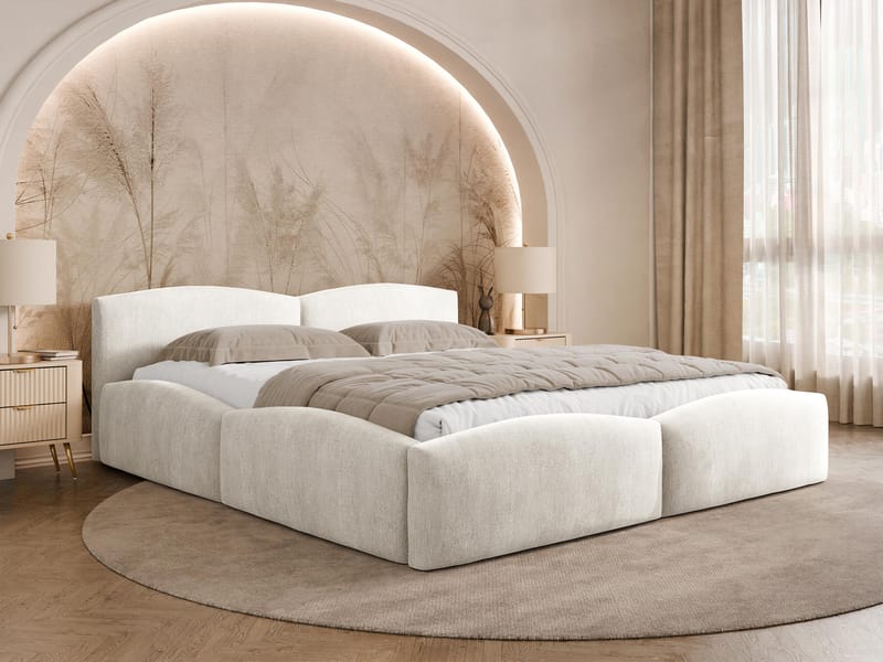 Aldrosen sengeramme med oppbevaring 180x200 cm - beige - Møbler - Senger - Sengeramme & sengestamme