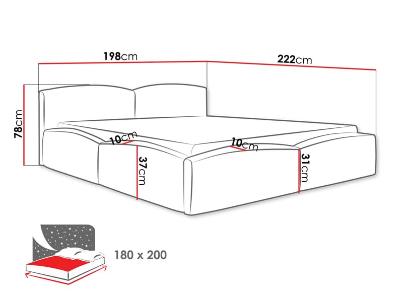 Aldrosen sengeramme med oppbevaring 180x200 cm - grå - Møbler - Senger - Sengeramme & sengestamme