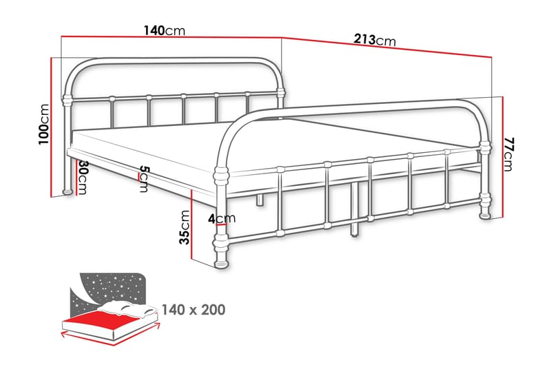 Aleesha Sengeramme 140x200 cm - Svart - Møbler - Senger - Sengeramme & sengestamme