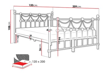 Alexa Sengeramme 120x200 cm - Hvit - Møbler - Senger - Sengeramme & sengestamme