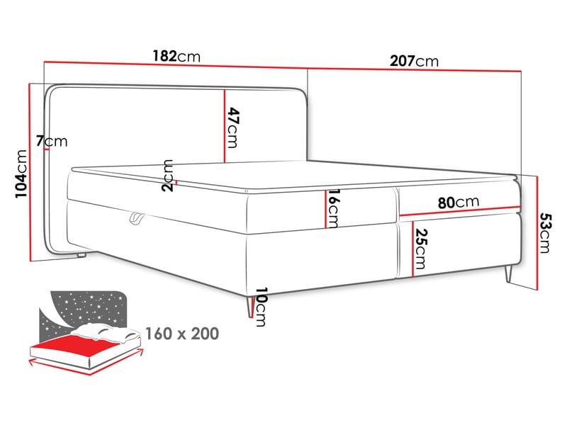 Allgunnen Sengepakke Kontinentalseng 160x200 cm - Grå - Møbler - Senger - Komplett sengepakke