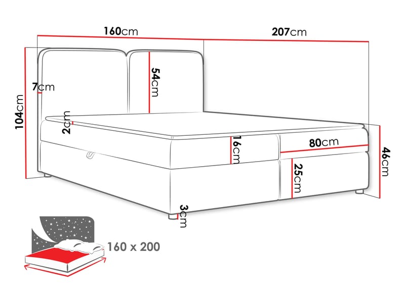 Allgunnen Sengepakke Kontinentalseng 160x200 cm - Hvit - Møbler - Senger - Komplett sengepakke