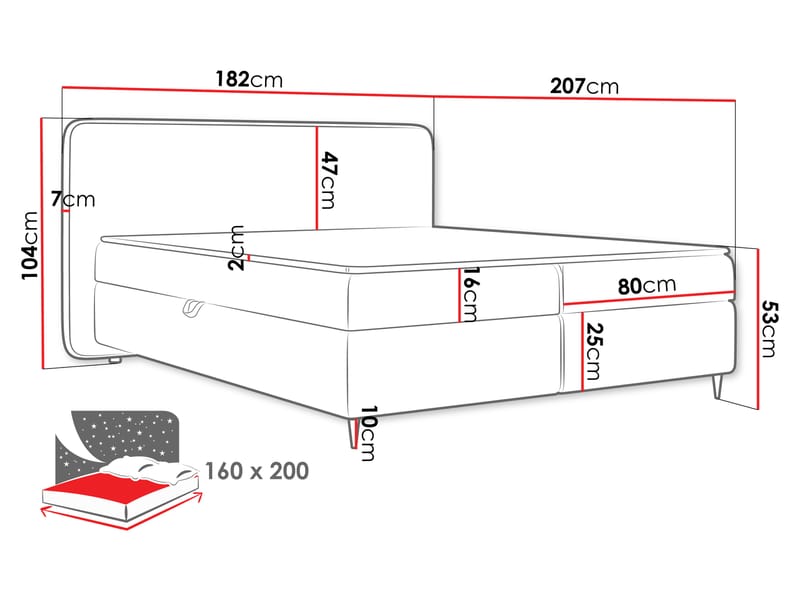 Allgunnen Sengepakke Kontinentalseng 160x200 cm - Hvit - Møbler - Senger - Komplett sengepakke