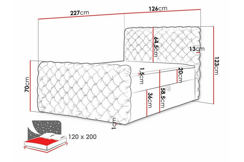 Almancil Sengeramme 120x200 cm - Mørkegul - Sengeramme & sengestamme