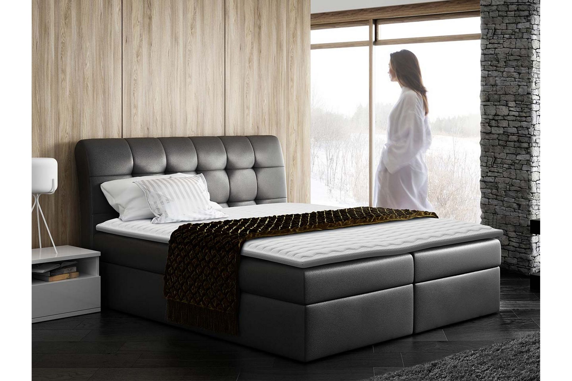 Alvik Sengpakke Kontinentalseng 160x200 cm - Svart - Møbler - Senger - Komplett sengepakke