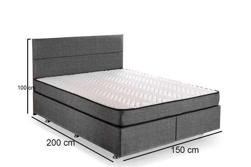 Argentu Kontinentalseng 150x200 cm - Grå - Møbler - Senger - Komplett sengepakke