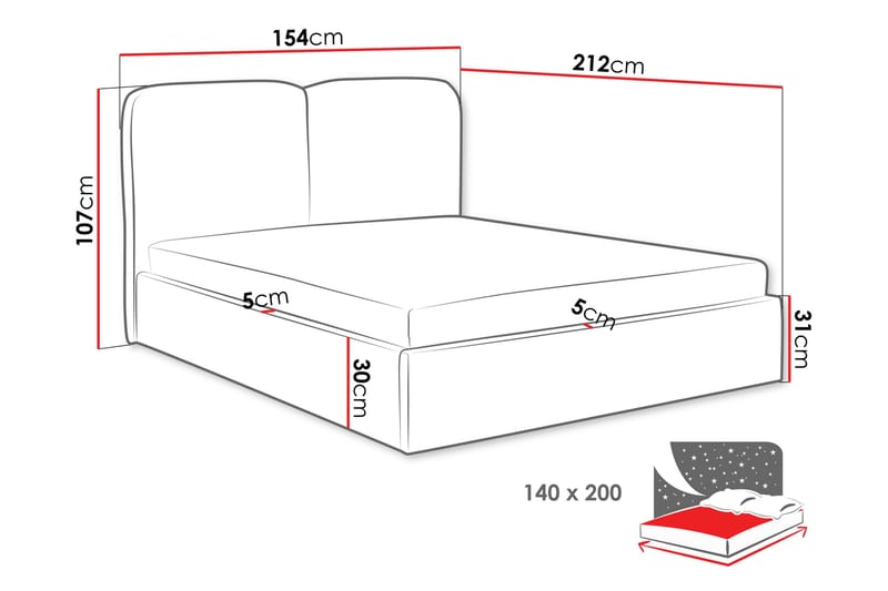 Arondel Oppbevaringsseng - Grå - Møbler - Senger - Sengeramme & sengestamme
