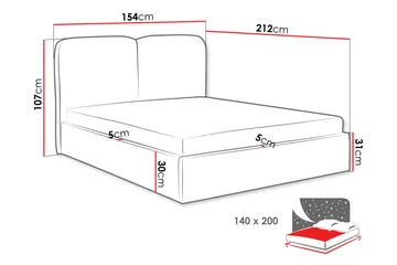 Arondel Sengepakke 140x200 cm i Bouclé med Oppbevaring, Sengegavl + Overmadrass - Hvit - Møbler - Senger - Sengeramme & sengestamme