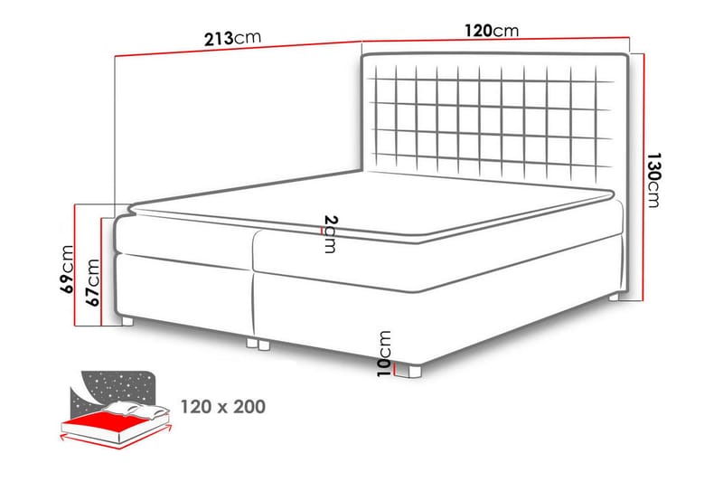 Asti Sengpakke Kontinentalseng 120x200 cm - Gul - Møbler - Senger - Komplett sengepakke
