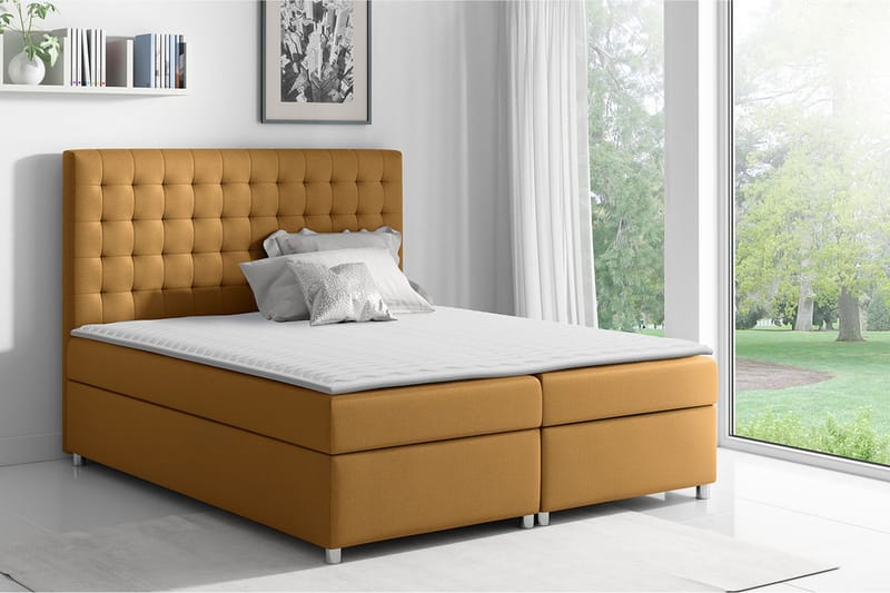 Asti Sengpakke Kontinentalseng 120x200 cm - Gul - Møbler - Senger - Komplett sengepakke