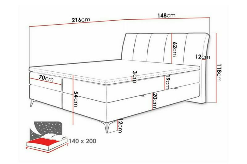 Aviemore Seng 140x200 cm - Mørkegrå - Sengeramme & sengestamme