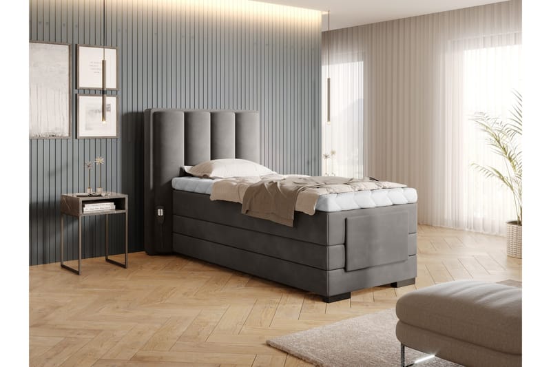 Banti Justerbar Kontinentalseng 90x200 cm - Grå - Møbler - Senger - Enkeltsenger