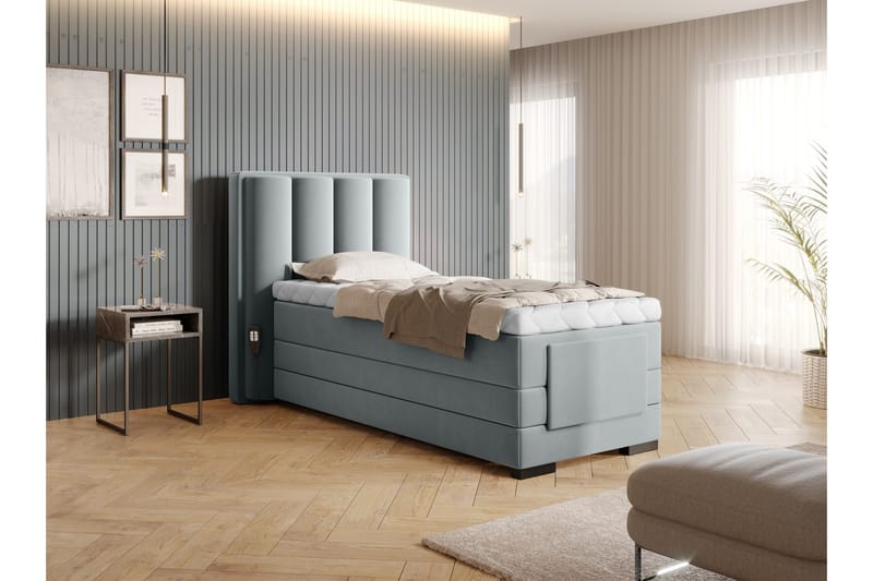 Banti Justerbar Kontinentalseng 90x200 cm - Grå - Møbler - Senger - Enkeltsenger