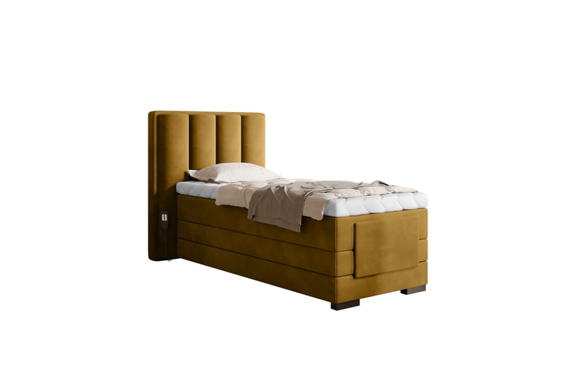 Banti Justerbar Kontinentalseng 90x200 cm - Gul - Regulerbar seng