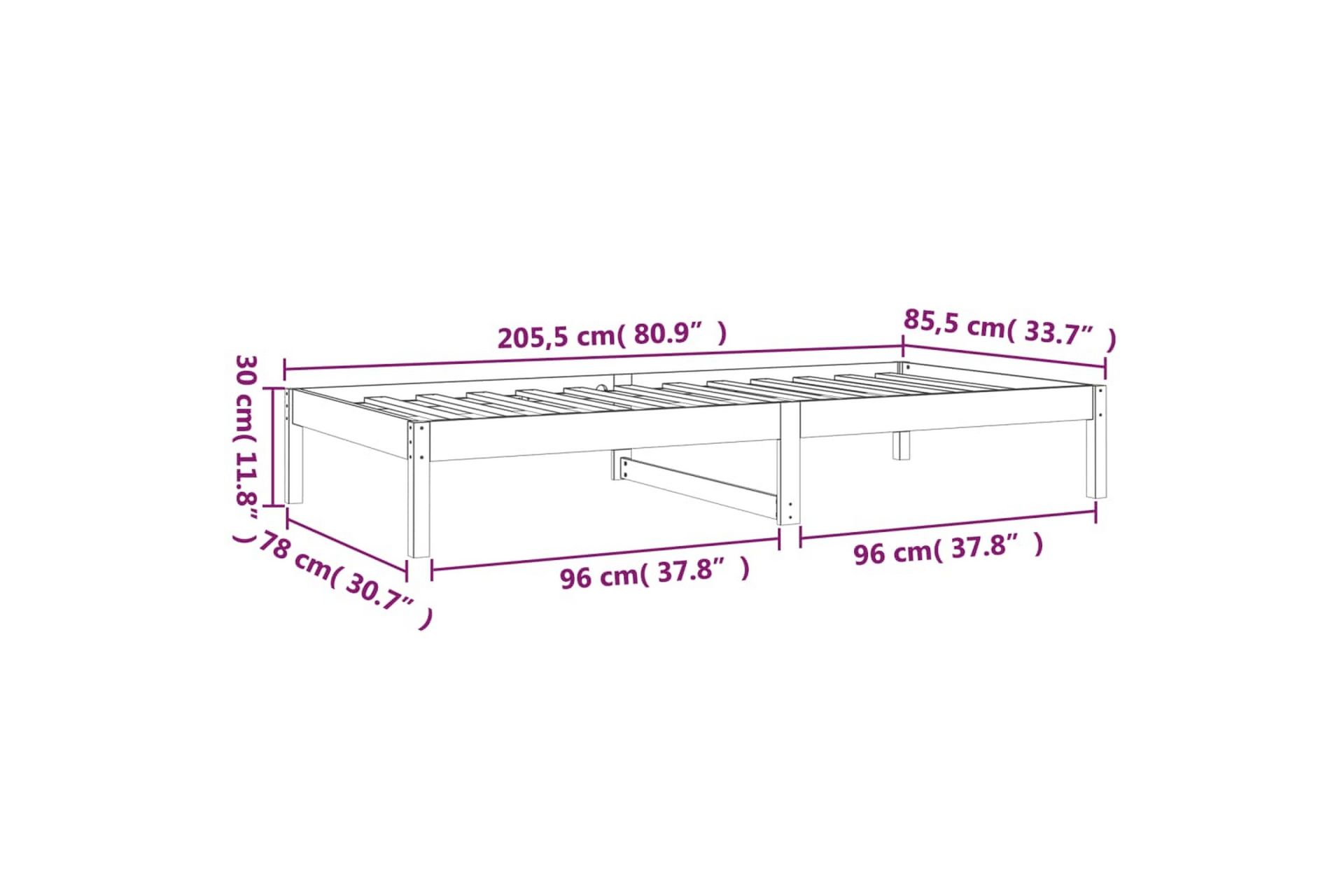 beBasic Dagseng 80x200 cm heltre furu - Brun - Møbler - Senger - Sengeramme & sengestamme