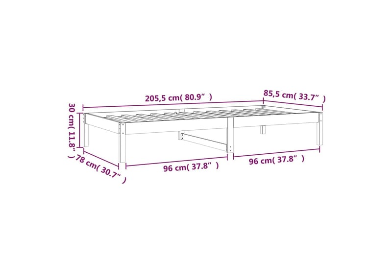 beBasic Dagseng 80x200 cm heltre furu - Brun - Sengeramme & sengestamme