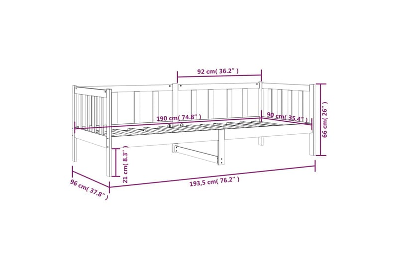 beBasic Dagseng 90x190 cm heltre furu - Brun - Sengeramme & sengestamme