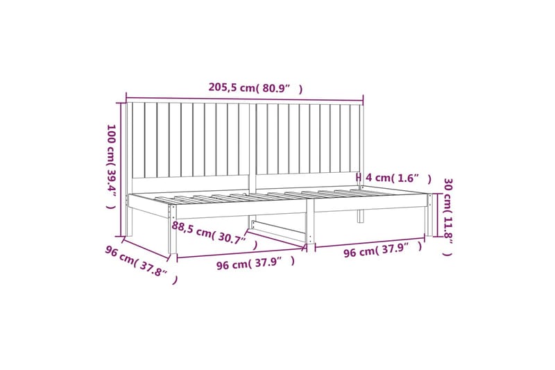 beBasic Dagseng 90x200 cm heltre furu - Brun - Møbler - Senger - Sengeramme & sengestamme