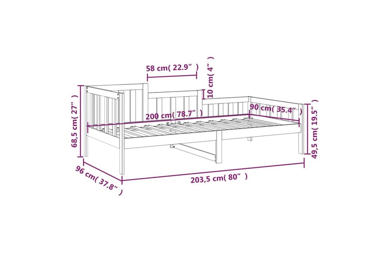 beBasic Dagseng 90x200 cm heltre furu - Brun - Sengeramme & sengestamme