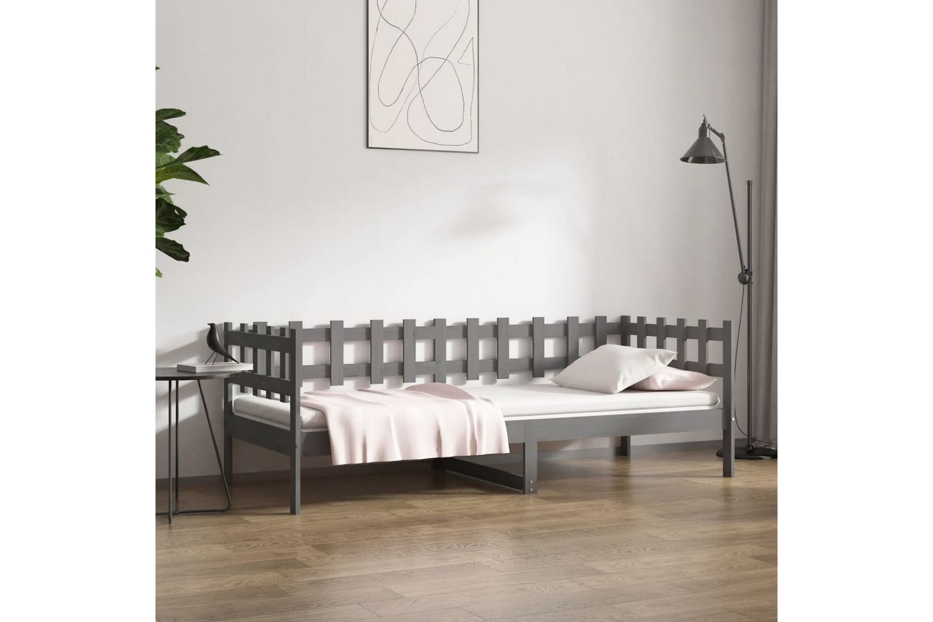 beBasic Dagseng grå 80x200 cm heltre furu - GrÃ¥ - Møbler - Senger - Sengeramme & sengestamme