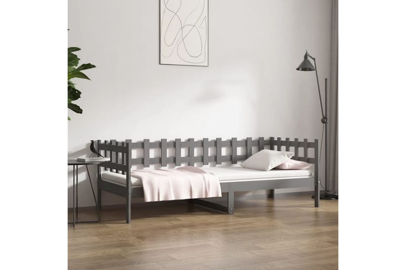beBasic Dagseng grå 80x200 cm heltre furu - GrÃ¥ - Møbler - Senger - Sengeramme & sengestamme