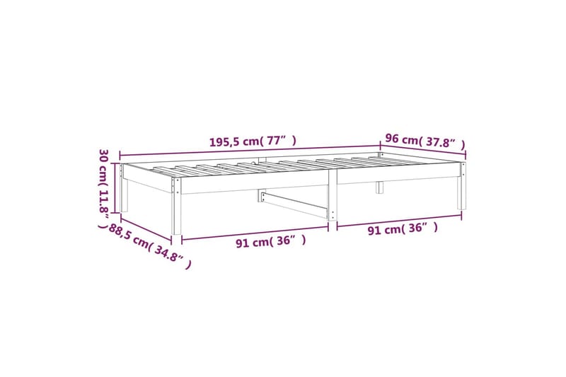 beBasic Dagseng grå 90x190 cm 3FT Single heltre furu - GrÃ¥ - Møbler - Sofaer - Dagsenger