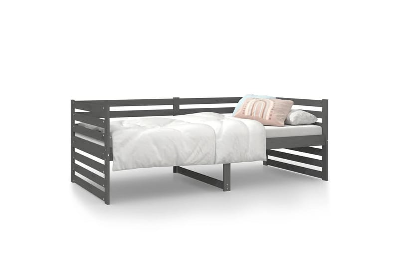 beBasic Dagseng grå 90x190 cm heltre furu - GrÃ¥ - Sengeramme & sengestamme