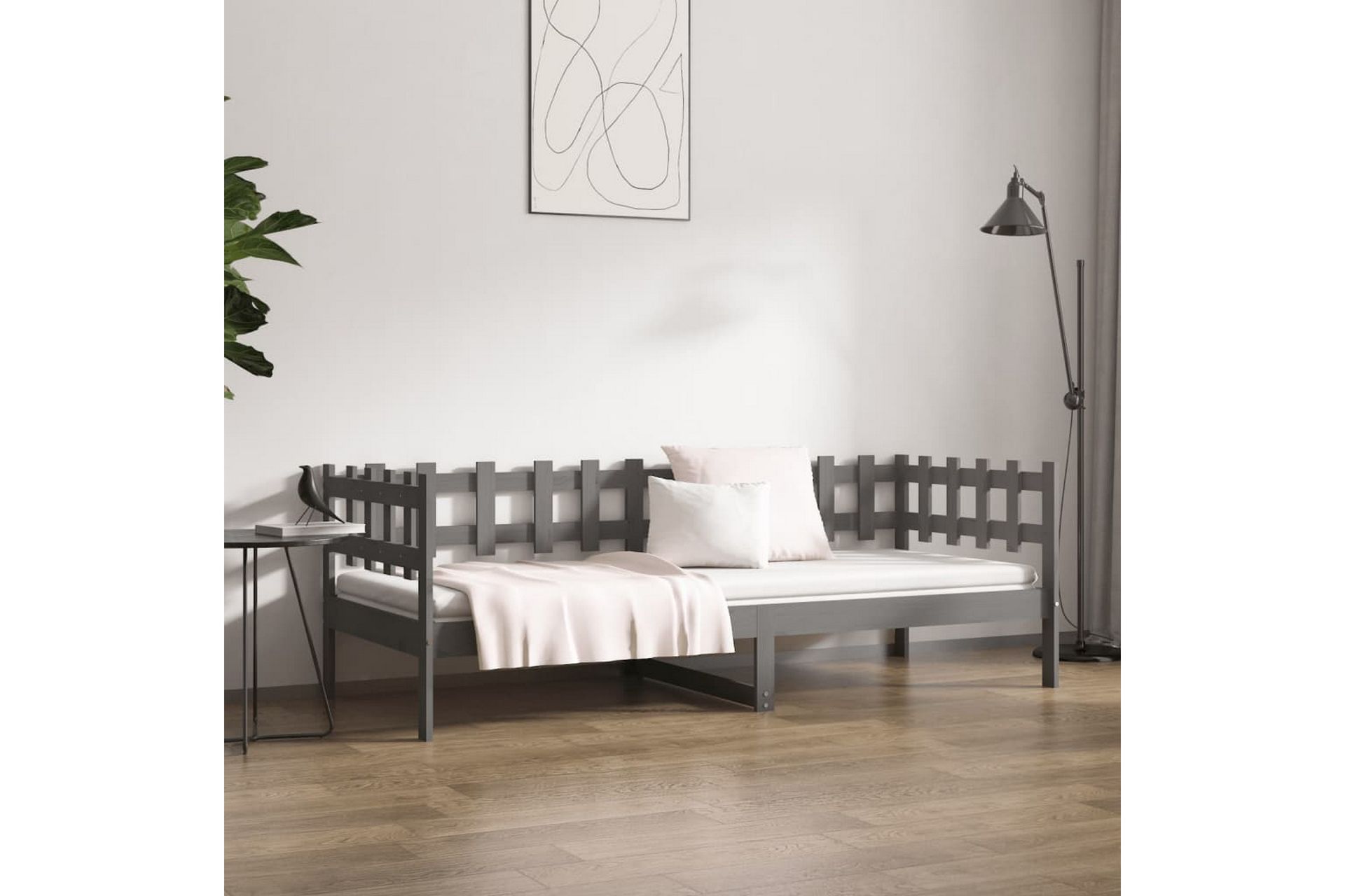 beBasic Dagseng grå 90x190 cm heltre furu - GrÃ¥ - Møbler - Senger - Sengeramme & sengestamme