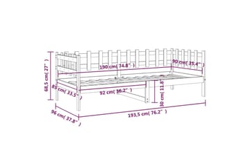 beBasic Dagseng grå 90x190 cm heltre furu - GrÃ¥ - Møbler - Senger - Sengeramme & sengestamme
