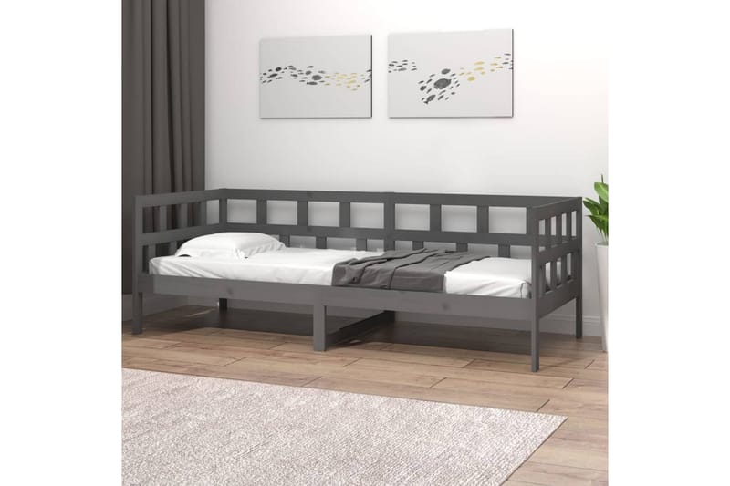 beBasic Dagseng grå heltre furu 80x200 cm - GrÃ¥ - Møbler - Senger - Sengeramme & sengestamme