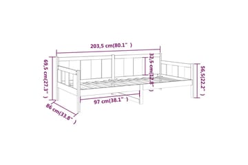 beBasic Dagseng grå heltre furu 80x200 cm - GrÃ¥ - Møbler - Sofaer - Dagsenger
