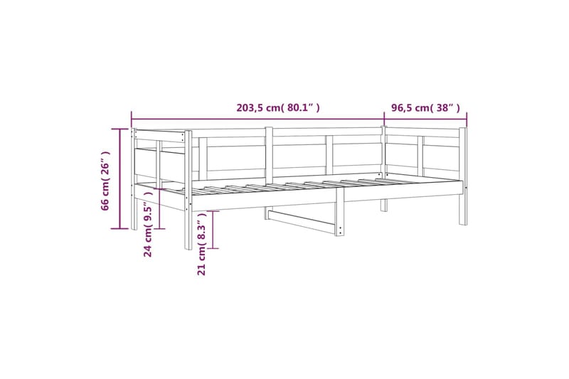 beBasic Dagseng grå heltre furu 90x200 cm - GrÃ¥ - Sengeramme & sengestamme