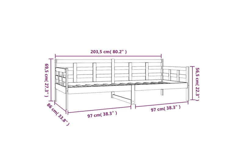 beBasic Dagseng heltre furu 80x200 cm - Brun - Møbler - Sofaer - Dagsenger