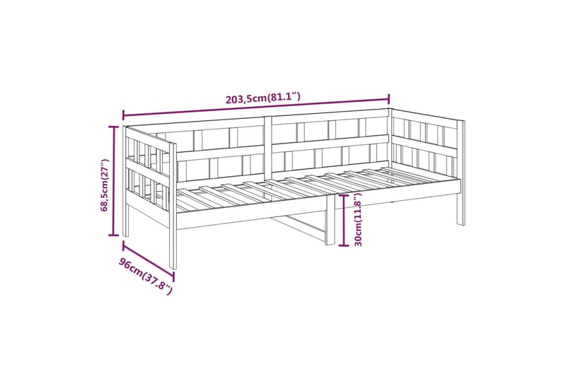 beBasic Dagseng heltre furu 90x200 cm - Brun - Møbler - Sofaer - Dagsenger