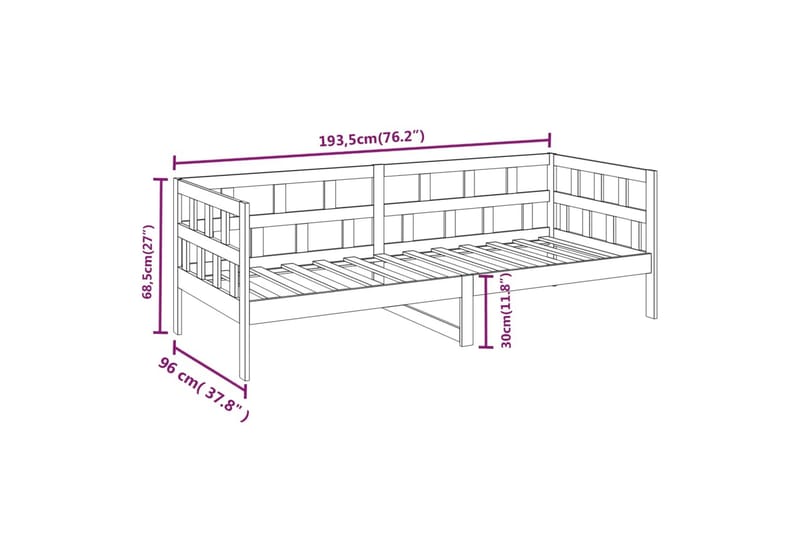 beBasic Dagseng heltre furu 90x200 cm - Brun - Sengeramme & sengestamme