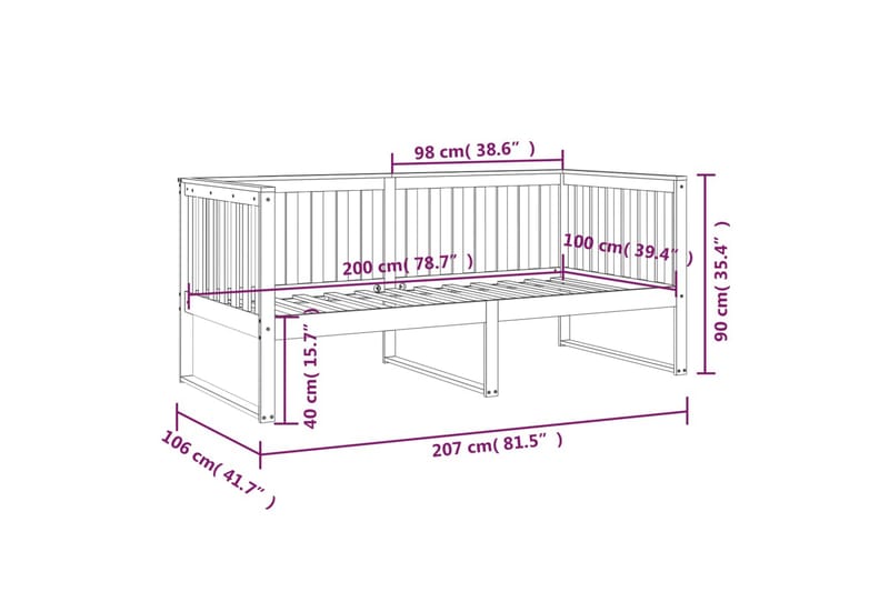 beBasic Dagseng honningbrun 100x200 cm heltre furu - Brun - Sengeramme & sengestamme