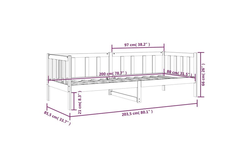 beBasic Dagseng honningbrun 80x200 cm heltre furu - Brun - Sengeramme & sengestamme