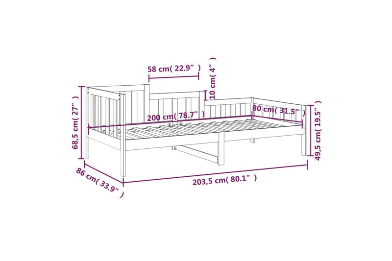 beBasic Dagseng honningbrun 80x200 cm heltre furu - Brun - Sengeramme & sengestamme