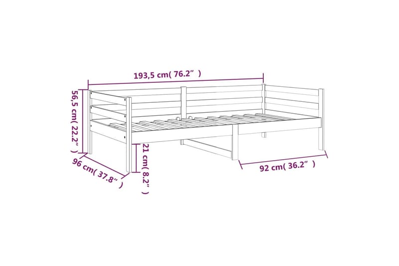 beBasic Dagseng honningbrun 90x190 cm heltre furu - Brun - Sengeramme & sengestamme