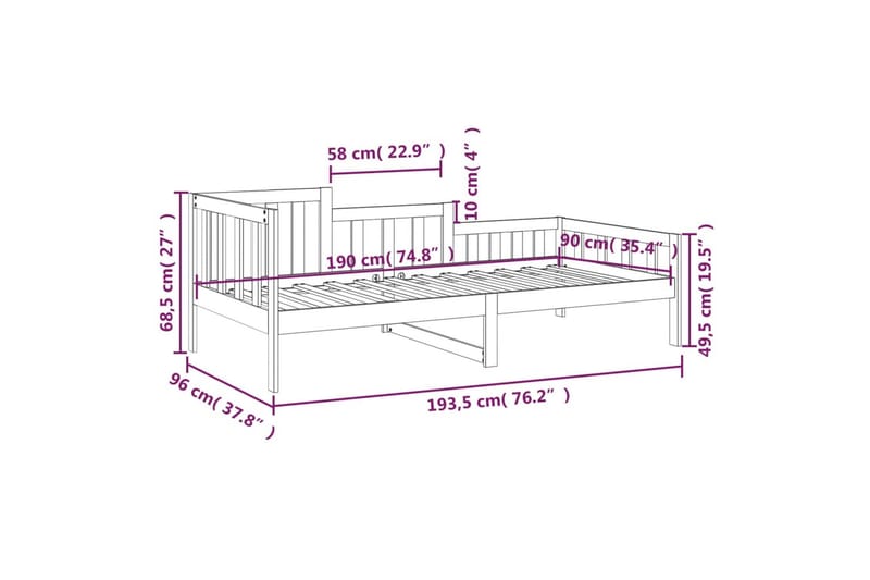 beBasic Dagseng honningbrun 90x190 cm heltre furu - Brun - Sengeramme & sengestamme