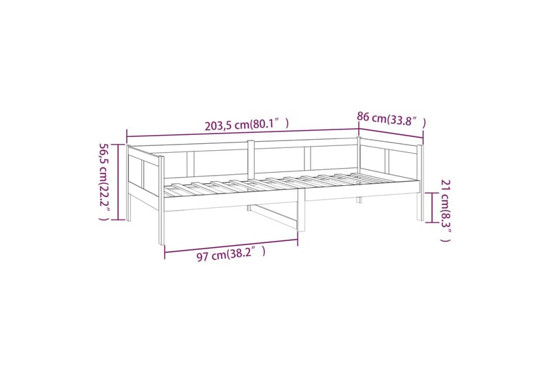 beBasic Dagseng honningbrun heltre furu 80x200 cm - Brun - Sengeramme & sengestamme