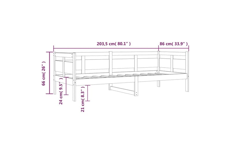 beBasic Dagseng honningbrun heltre furu 80x200 cm - Brun - Sengeramme & sengestamme