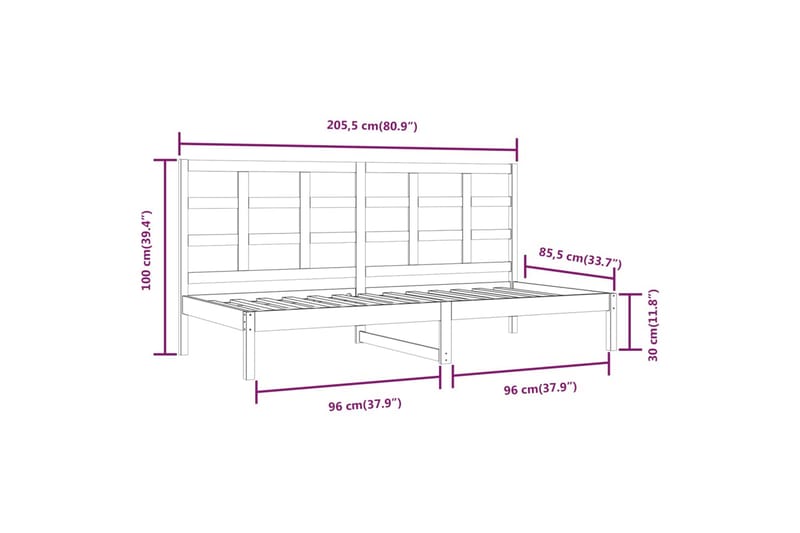beBasic Dagseng hvit 80x200 cm heltre furu - Hvit - Møbler - Senger - Sengeramme & sengestamme