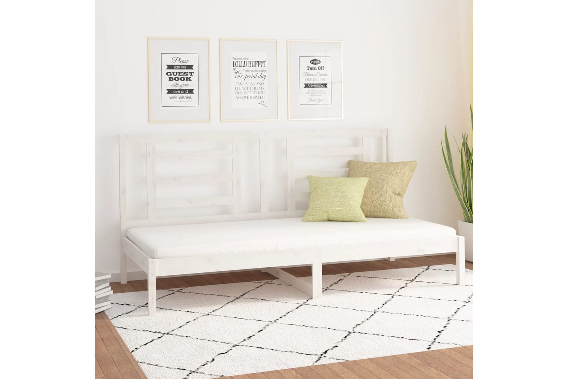 beBasic Dagseng hvit 80x200 cm heltre furu - Hvit - Møbler - Senger - Sengeramme & sengestamme