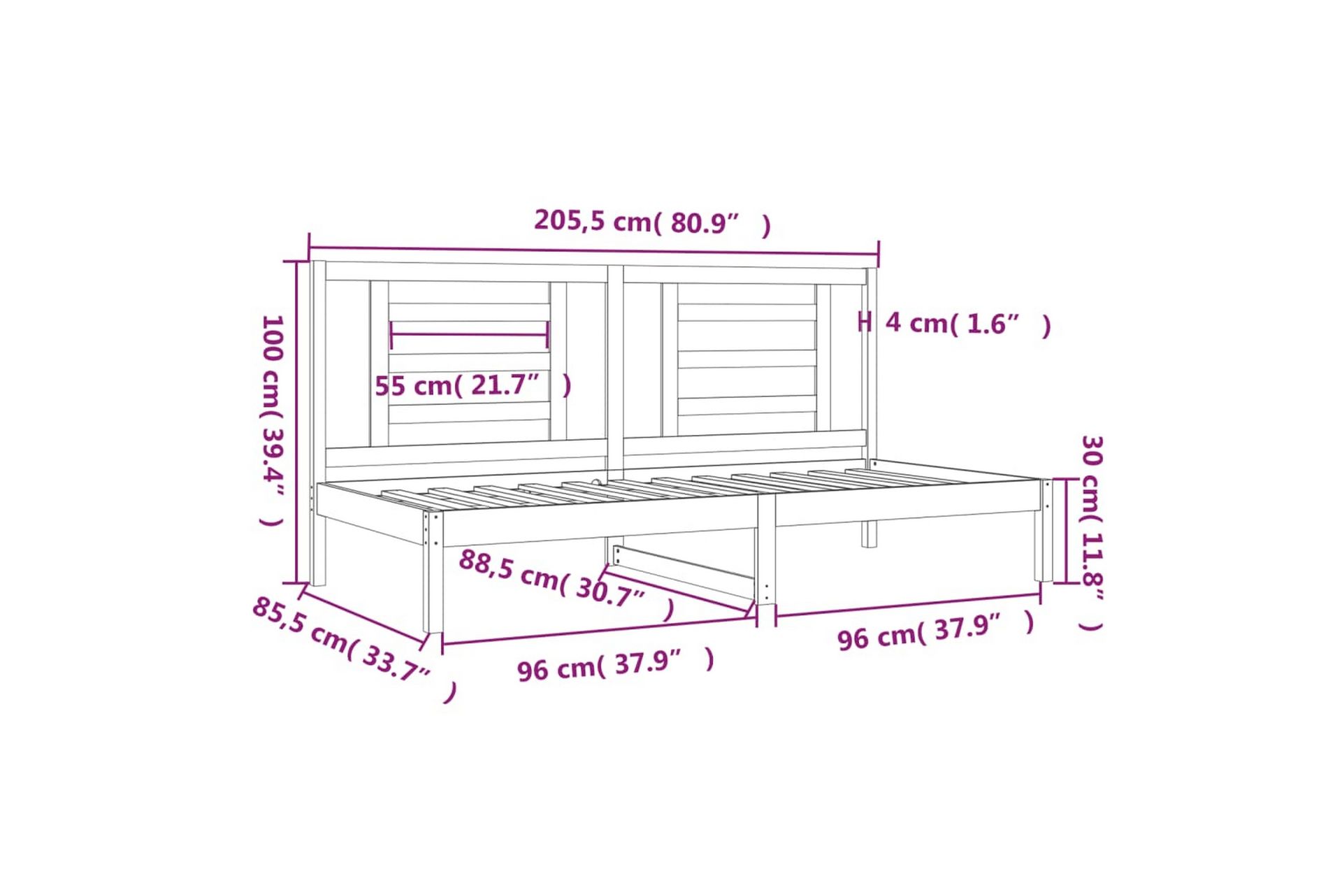 beBasic Dagseng hvit 80x200 cm heltre furu - Hvit - Møbler - Senger - Sengeramme & sengestamme