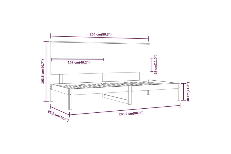 beBasic Dagseng hvit 80x200 cm heltre furu - Hvit - Møbler - Senger - Sengeramme & sengestamme