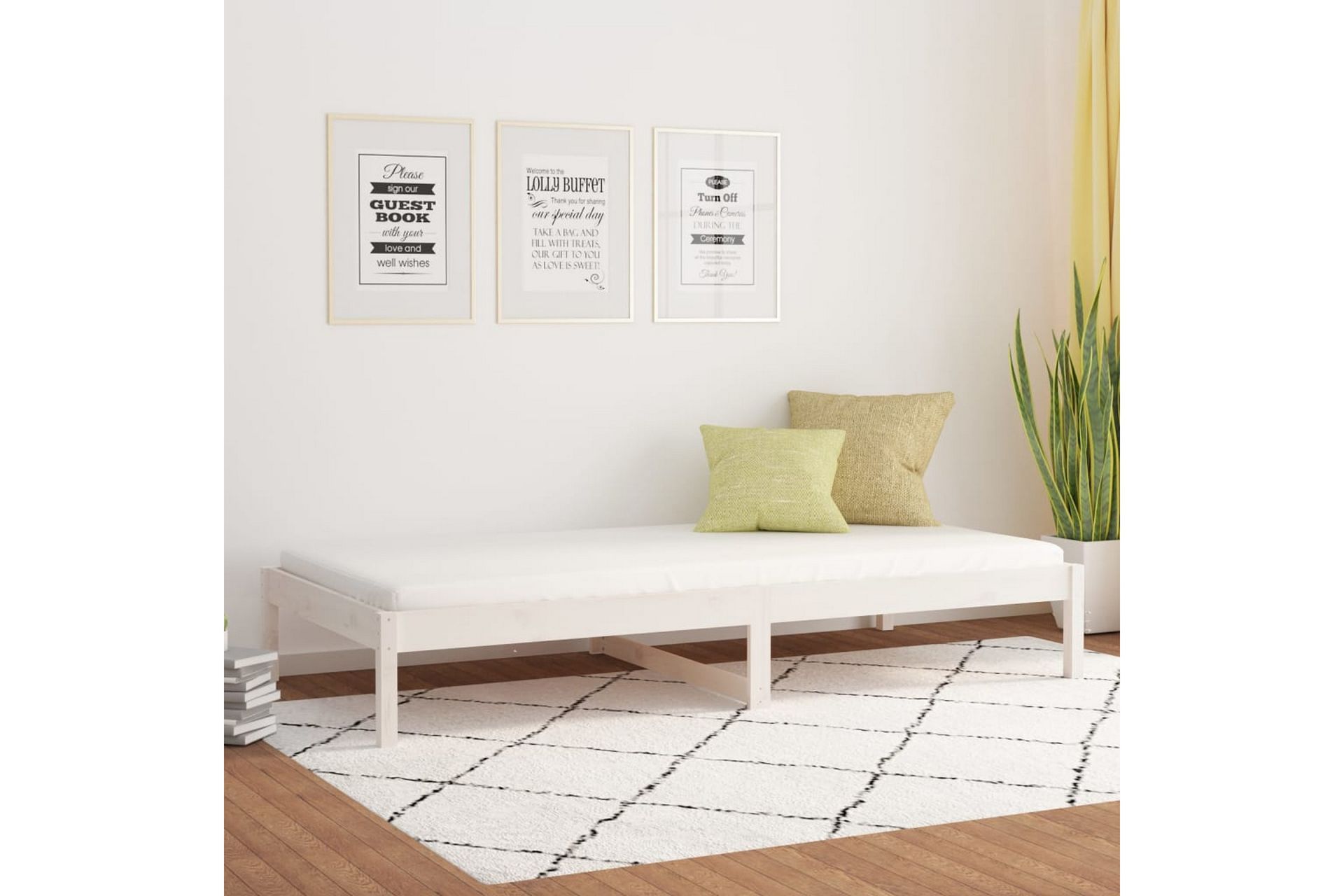 beBasic Dagseng hvit 80x200 cm heltre furu - Hvit - Møbler - Senger - Sengeramme & sengestamme